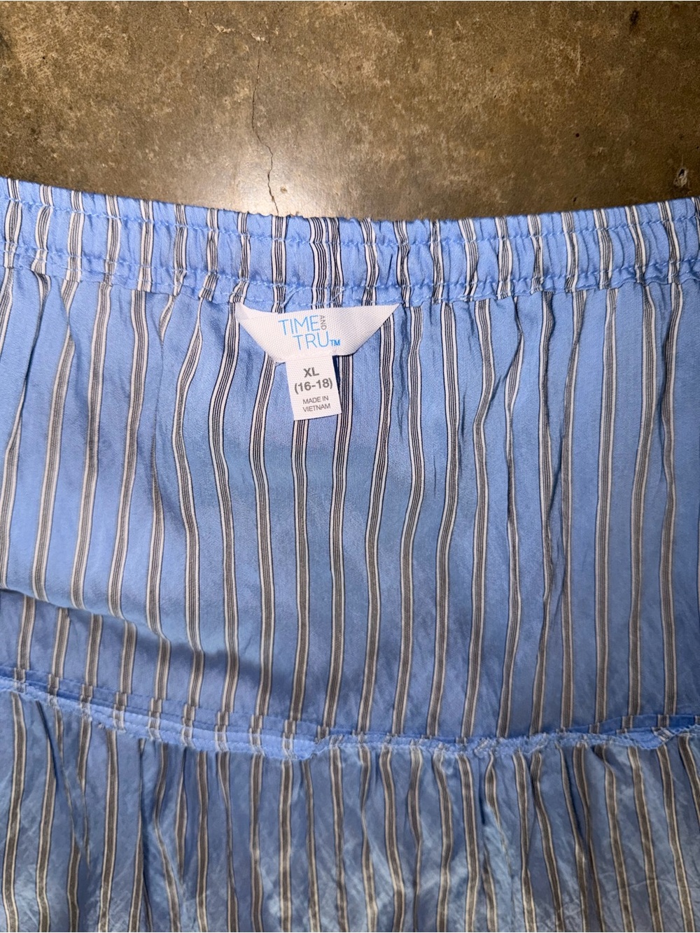 NWT Time and Tru Blue Stripe Tiered Midi Skirt XL 16-18 Boho - Picture 4 of 10